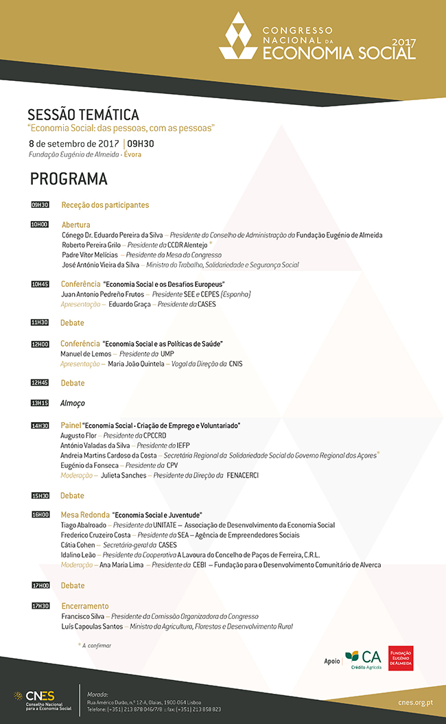 Programa Congresso Nacional de Economia Social Évora 1