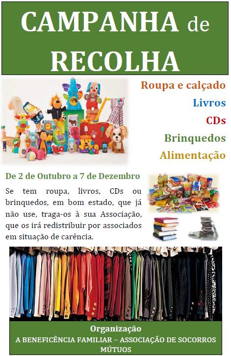 RECOLHA SOLIDÁRIA BENEFICÊNCIA FAMILIAR CARTAZ